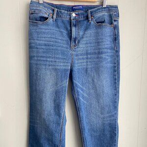 Scotch & Soda Amsterdam  Women's Denim Jeans Size 14 Blue Stretch Pink Badge